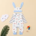 thumbnail image 5 of Penkiiy Infant Baby Boys Girls Easter Cartoon Rabbit Printed Romper Jumpsuit+Hat Cotton One-piece Romper 3-6 Months Blue 2023 Summer Deal, 5 of 9