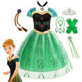 thumbnail image 2 of Vestido de Anna verde de Disney para niñas, disfraz de princesa de Halloween, ropa de fiesta de Frozen, vestido de Anna de Halloween para niñas, vestido de fiesta, 2 of 5