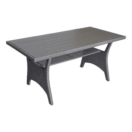 Maria Outdoor Dining Table-57 Inch Top w/ Shelf-Gray Rattan Woven
