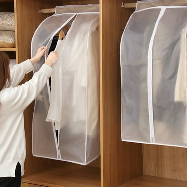 Garment Clothes Cover Protector Hanging Storage Bag Translucent Dustproof Waterproof for Wardrobe with Full Zipper