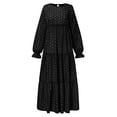 thumbnail image 4 of Spring Sale 2024！Hontri Muslim Dresses for Women Women Polka Dot Print Muslim Dress Long Sleeves Prayer Clothes Maxi Dresses for Women 2024 Black,L, 4 of 5