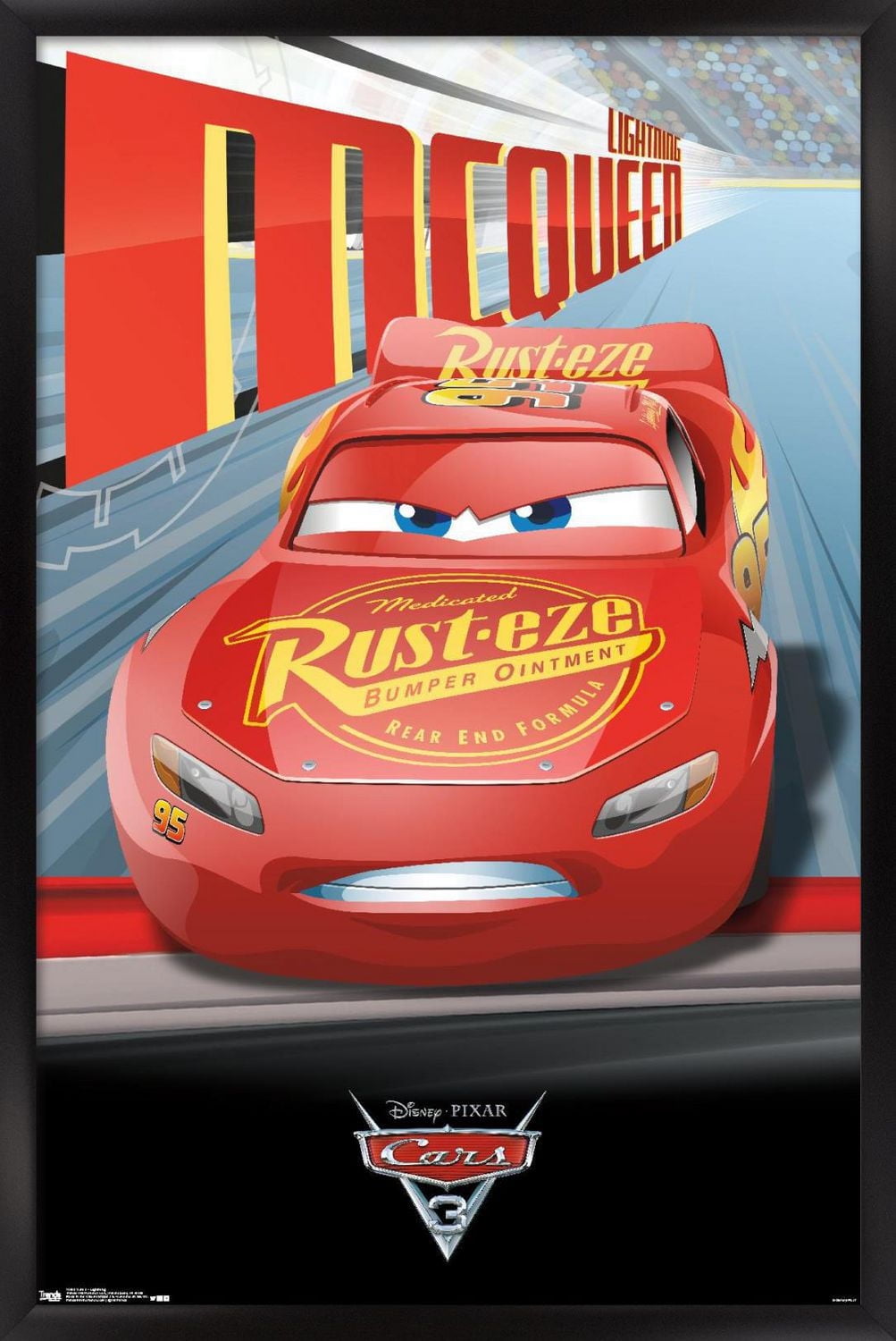 Disney Pixar Cars 3 - Lightning Wall Poster, 22.375" x 34" Framed