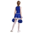 thumbnail image 2 of YONGHS Kids Girls Cheer Leader Uniform Sequin Cheerleading Dance Dress with Pom Poms Royal Blue 6, 2 of 7