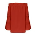 thumbnail image 4 of Sexlip Womens Off The Shoulder Long Bell Sleeve Tops Flared Casual Loose Blouse Orange M, 4 of 6