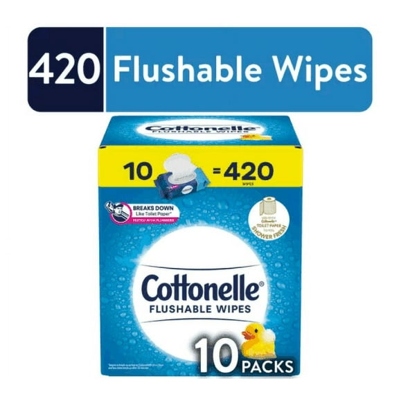 Cottonelle Fresh Care Flushable Wet Wipes, 10 Flip-Top Packs (420 Total Wipes)