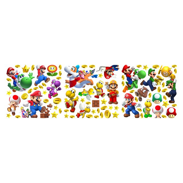 Pegatina de pared de Super Mario Bros, Pvc, juego clásico, periférico, póster de fiesta Kawaii, decoración, papel tapiz para interiores, juguetes para niños, regalos