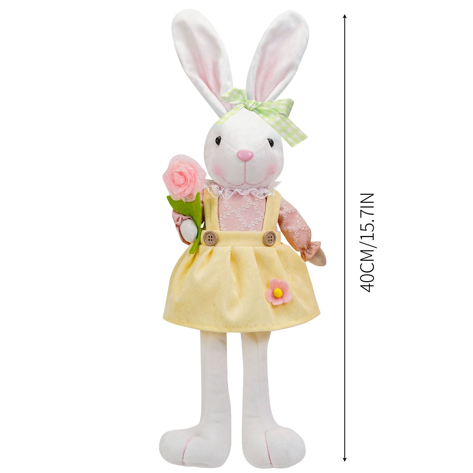 15.7in Easter Decorations Plush Bunny Doll for Easter Party Decor and Easter Basket Stuffers, Soft PP Cotton Easter Decor Rabbit Figure for Kids Easter and Pascua Home Display