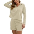 thumbnail image 2 of Puntoco Pijamas De Mujer Pantalones Cortos De Manga Larga Ropa De Hogar Conjunto De Dos Piezas De Punto Puntoco Puntoco-7669, 2 of 6