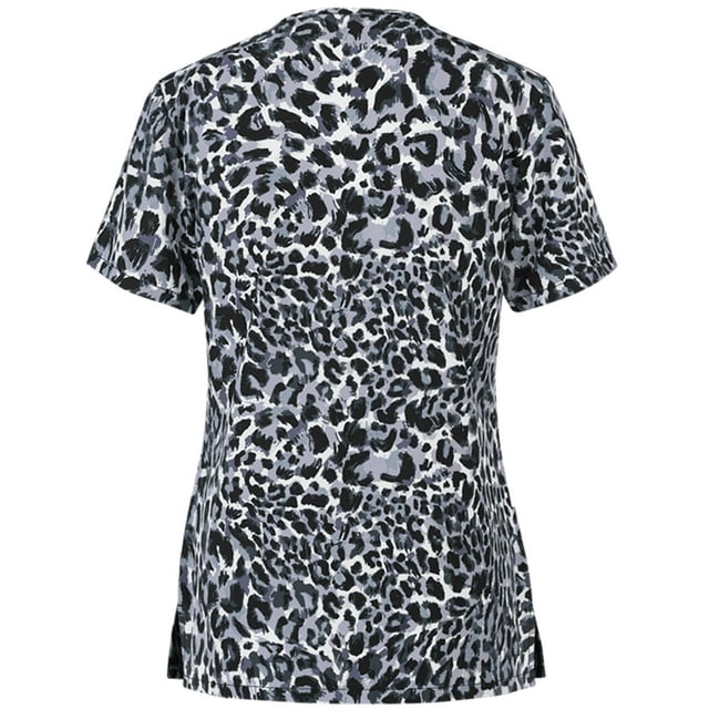PENGXIANG Blouse d'Uniforme de Travail à Manches Courtes Col en V pour Femmes