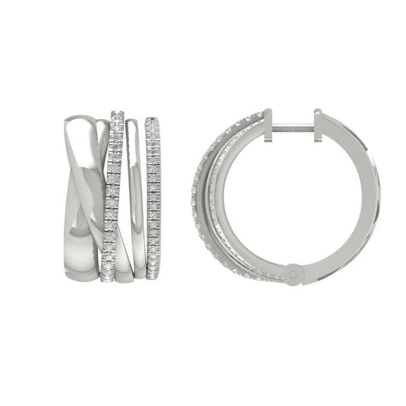 14K White Gold Diamond Hoop Earrings (1/2 cttw, I-J Color, I2-I3 Clarity)