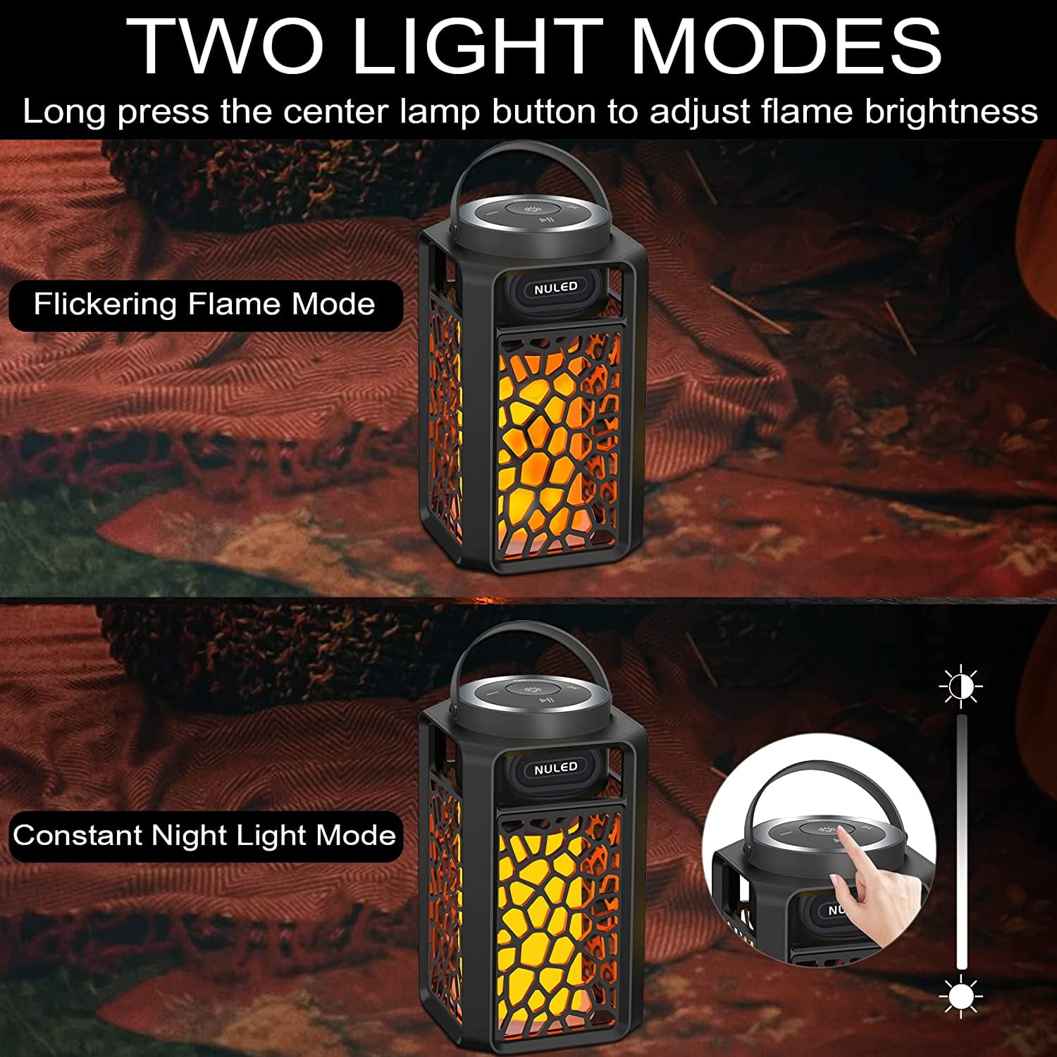 NUNET 10W TWS Outdoor Bluetooth 5.1 Speakers Flame Speakers Tiki Torch Lantern Waterproof Wireless Portable Sound System 2PK