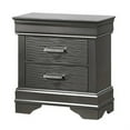 thumbnail image 2 of Jean Nightstand- 2 Drawers- Curved Frame- 24 Inch Dark Gray Solid Wood, 2 of 6