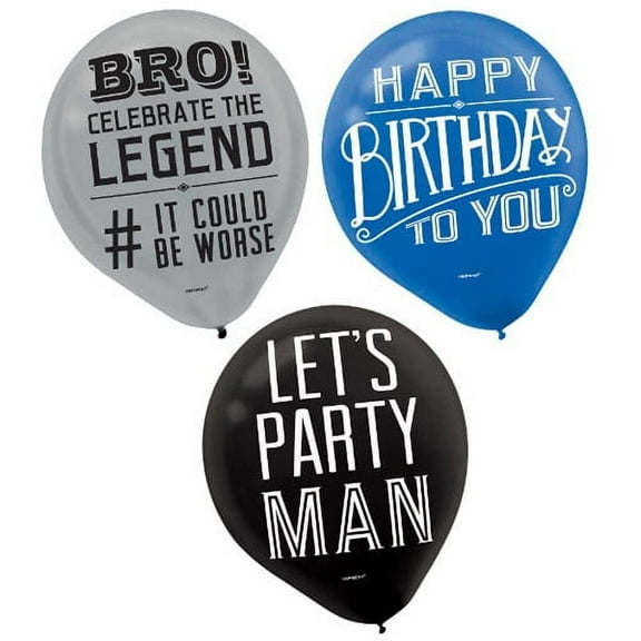 Various "Bro Time" Latex Balloons, Party, 15 Count