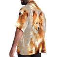 thumbnail image 3 of Pixel Dog Men's Short Sleeve Button Down Spread Collar Beach Shirts, 3 of 6