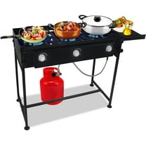 SONRET - Three Burner Propane Outdoor Camping Stove - 2,25,000 High BTU - with Side Shelf