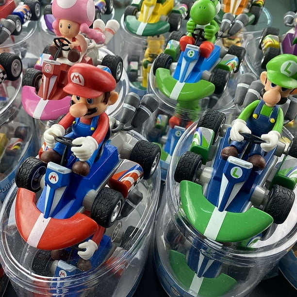 Figuras de acción de Super Mario Pull Back Car para niños, Yoshi, Bowser, Luigi, Toad, Princesa Peach, juguetes de Anime, muñeca de juego, regalo para niños, 24 colores
