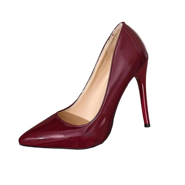 WLOELOEW Classic Pointed Toe Pumps For Women Slip-On Style With 4.33 Inch High Heel Pu Made Shoes Available In Us Size 9.5
