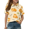 thumbnail image 3 of Grblisyd Girls Shirts Cute Animal Print Short Sleeve Collar Polo Shirts Casual Loose School Uniform Shirt, 3 of 6