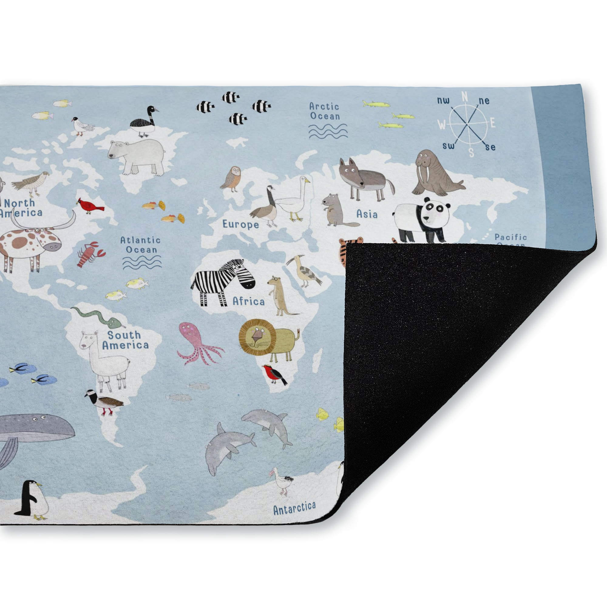 Stupell Industries Animal World Map Education Printed Outdoor Door Floor Mat, design by Carla Daly