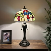 Tiffany Table Lamp Parrots Blue Red Green Stained Glass Included LED Bulb for Living Room Bedroom Bedside 12"W*12"D*22"H
