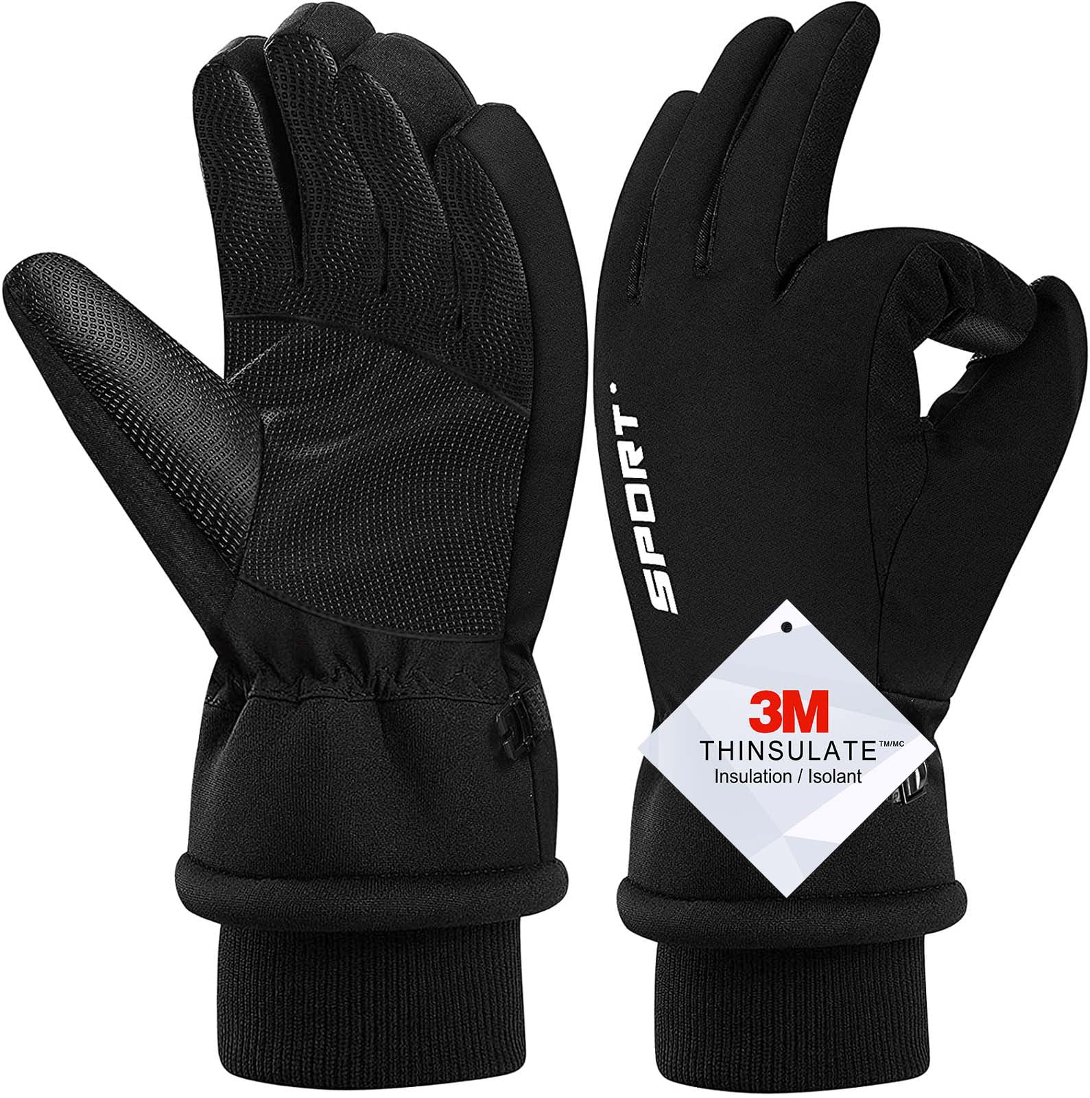 Waterproof Winter Ski Gloves,3M Winter Warm Touchscreen Snowboard Gloves for Men&Women for Winter Running,Cycling,Driving 