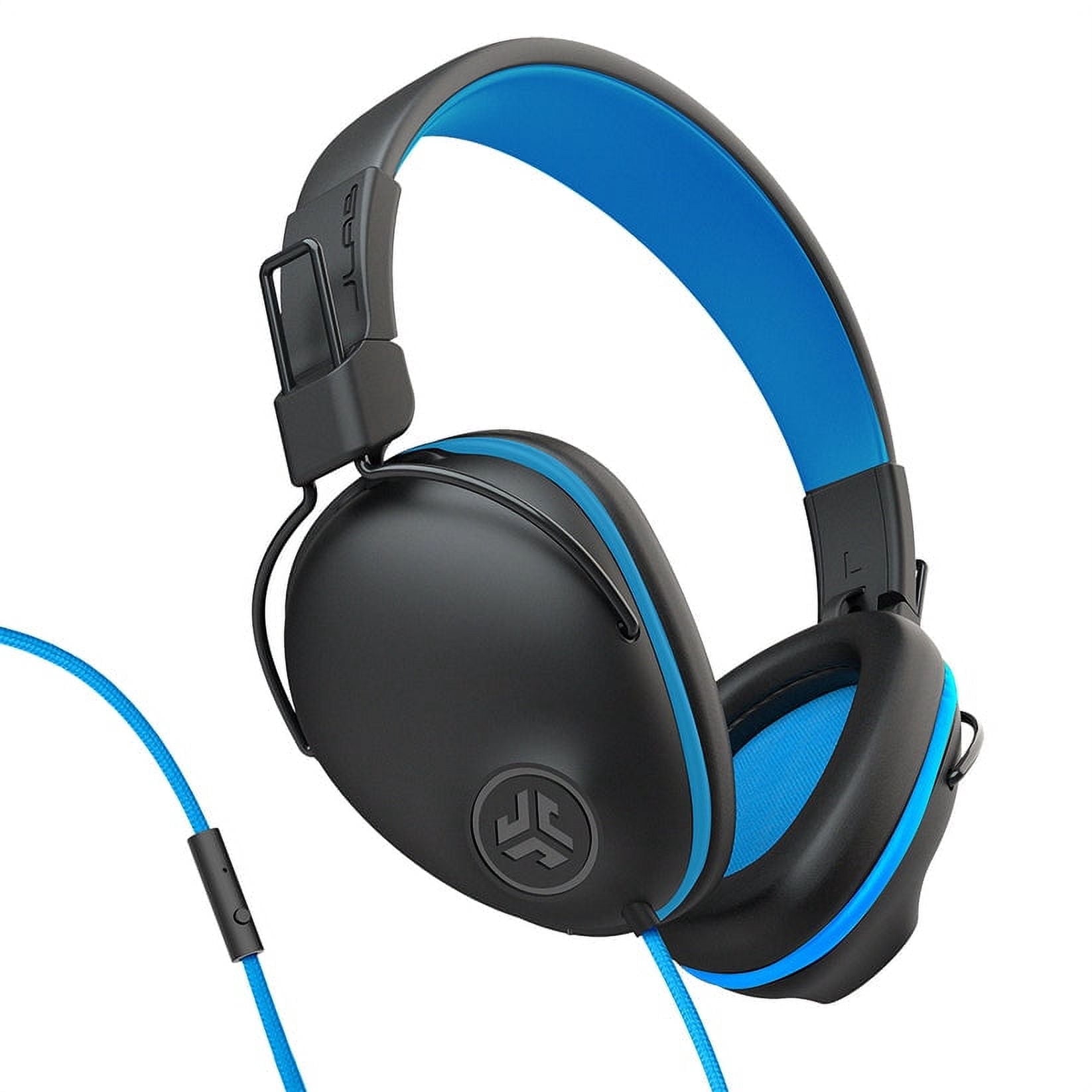 (2 pack) JLab JBuddies Pro Wired Over-Ear Kids Headphones, Built-in Volume Regulators for Safety, Folding, Adjustable, Noise Isolation, with Mic, Blue/Black