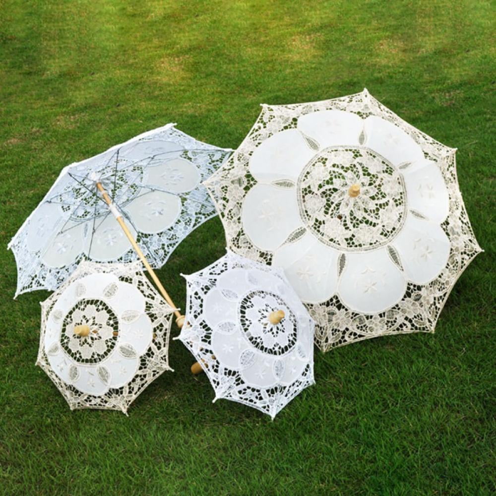 White Old-Fashioned Lace Parasol-Umbrella Small – Ibon Antiques