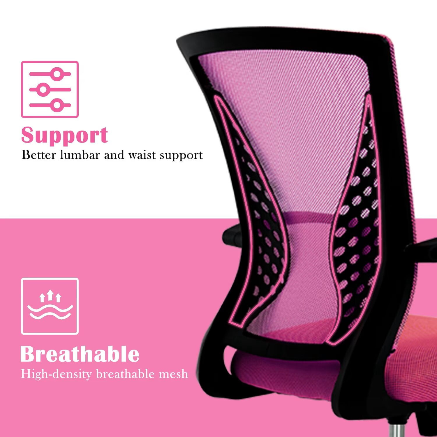 YRLLENSDAN Mesh Executive Office Chair with Armrest, Ergonomic Desk Chairs with Wheels, Adjustable Comfy Lumbar Support Swivel Chair, Orange