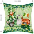 thumbnail image 2 of SZTXJ Set of 4 St Patricks Day Cushion Covers 18x18, Cushion Covers Happy St Patrick's Day, Leprechaun Irish Green Truck Shamrocks Hat Gifts Linen Pil, 2 of 5