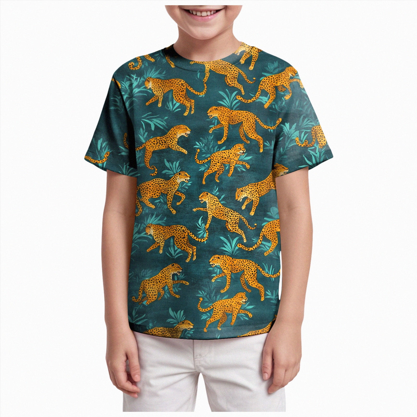 zaveiop Toddler Boys T-Shirt Dinosaur Shirts Excavator Truck Digger Kids Short Sleeve Shirts Cotton Summer Tops Tees 3-13T (Z01-Dark Green 3-4 Years)