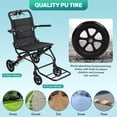 thumbnail image 3 of Narrow Doorway Foldable Wheelchair 17.7" Wide Seat, Lightweight Carbon Steel Transport Chair for Adults Seniors, Easy Maneuver Through Hallways & Doorways with Pull Bar, 3 of 9