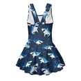 thumbnail image 2 of COEQINE Girls One Piece Swimsuit with Attached Liner, Scoop Neck V-Back Swim Dress for Swim Lessons, Polyester Spandex Bathing Suit for Girls 3-4 Year Olds, Cartoon Shark Blue, 2 of 8