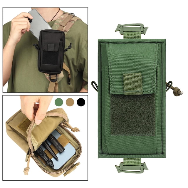 Estuche portátil Molle para teléfono móvil con soporte para interfono para al aire libre Verde Sharpla Estuche deportivo para teléfono