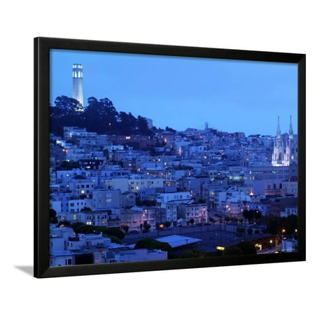Telegraph Hill and North Beach, Coit Tower, San Francisco, California, USA Framed Print Wall Art By Walter