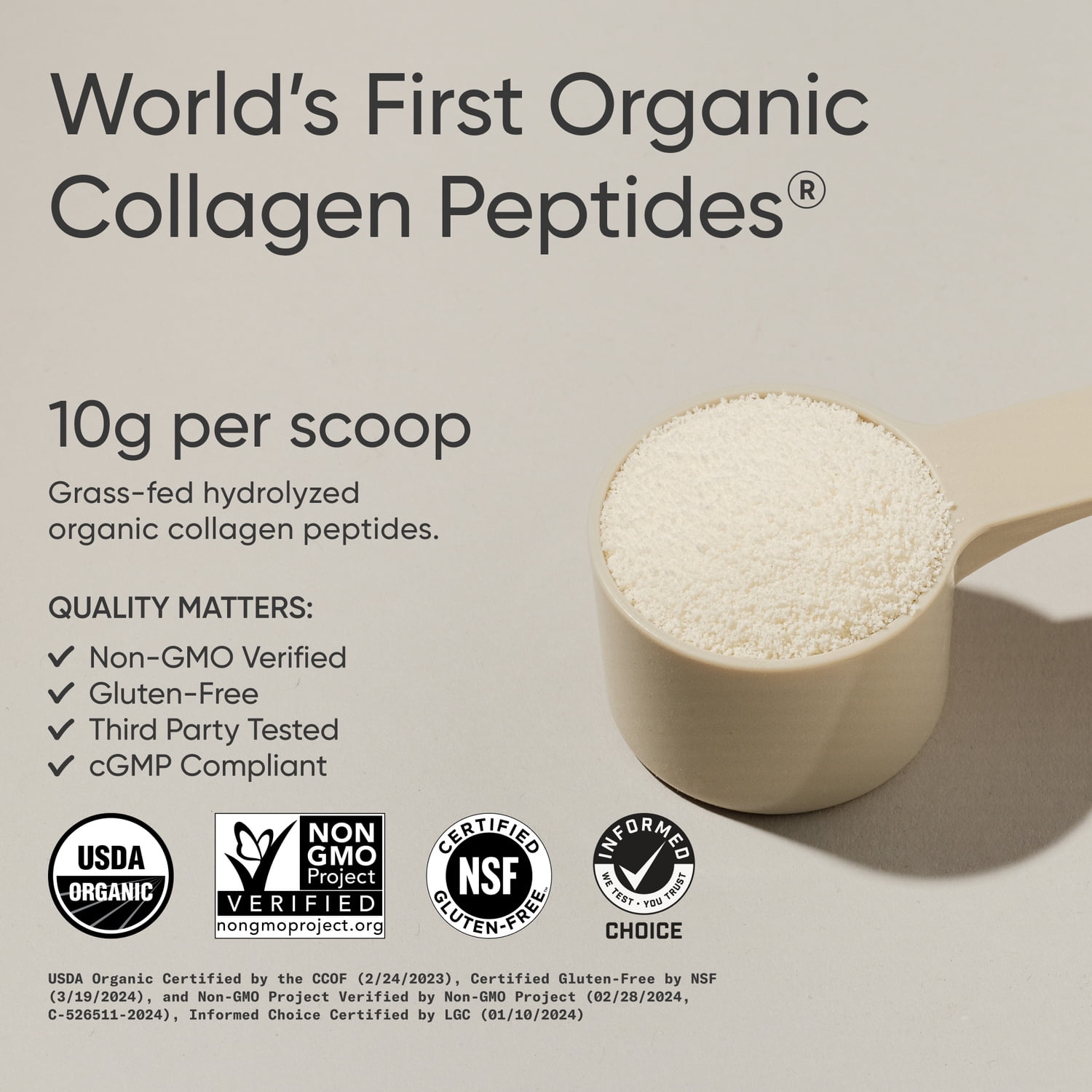 Sports Research® SR Organic Collagen Peptides Type I & III Protein from Grass-Fed Cows Unflavored (30 Servings)