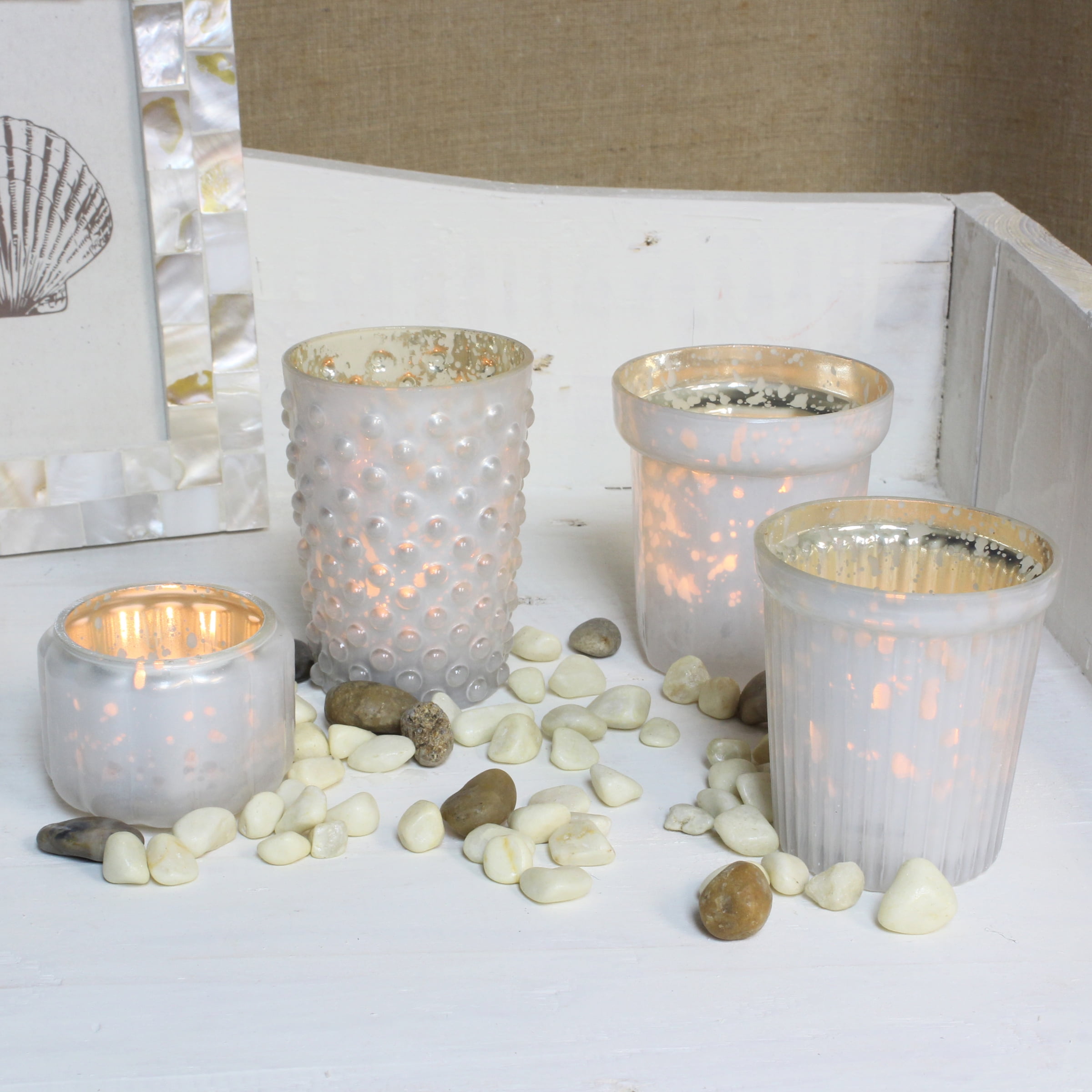 white votive holders
