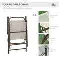 thumbnail image 4 of 6-Piece Beige Patio Dining Set - Outdoor Table & 4 Folding Chairs with Umbrella, 4 of 5