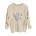 thumbnail image 7 of ibuvkizy Womens Sweatshirts Valentines Day Love Heart Round Neck Lover's Love Print Sweatshirt Long Sleeved Pullover Top/shirt Khaki,L, 7 of 7