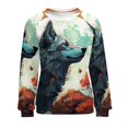 thumbnail image 7 of Colorful Lone Wolf Women's Floral Printed Sweatshirt Long Sleeve Crewneck Casual Loose Vintage Graphic Pullover Tops, 7 of 7