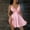 Pink, variant on Babysbule Women's Summer Dresses Women's Fashion Solid Color V-Neck Bow Suspender Sleeveless Slim Dress