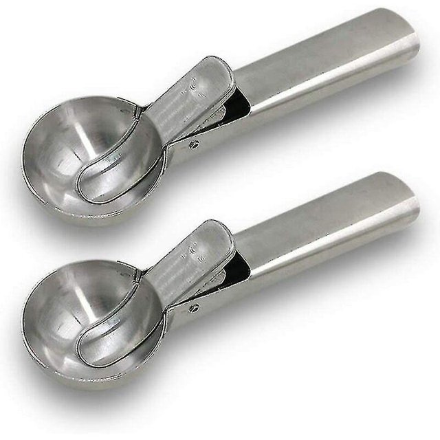 Solid Stainless Steel Ice Cream Scoop, 2 Pack Ice Cream Scoop with Single