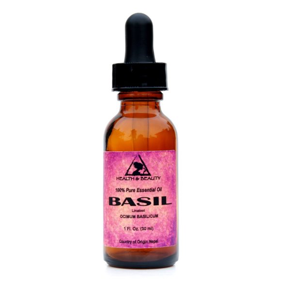 Basil essential oil linalool aromatherapy 100% pure glass dropper 1 oz, 30 ml