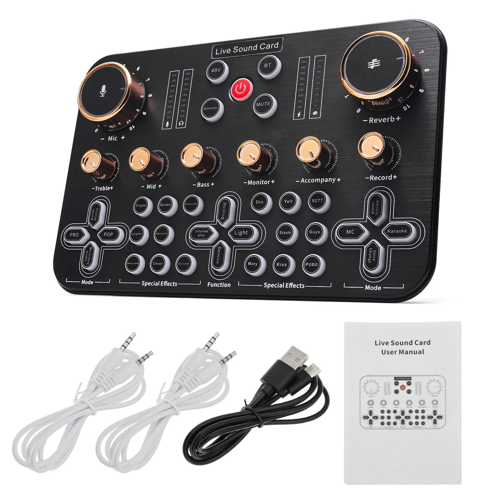 Professional 48V Microphone Live Sound Card DJ16 Live Broadcast