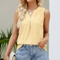 thumbnail image 5 of gakvbuo Summer Tank Tops For Women 2024 Eyelet Sleeveless V-Neck Hollow Out Tunic Tops Casual Pleated Tank Vests Blouses Shirts, 5 of 9