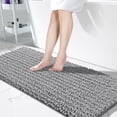 thumbnail image 1 of Alfombra para baño Yimobra, extralarga, antideslizante, de chenilla, gris, 1 of 7