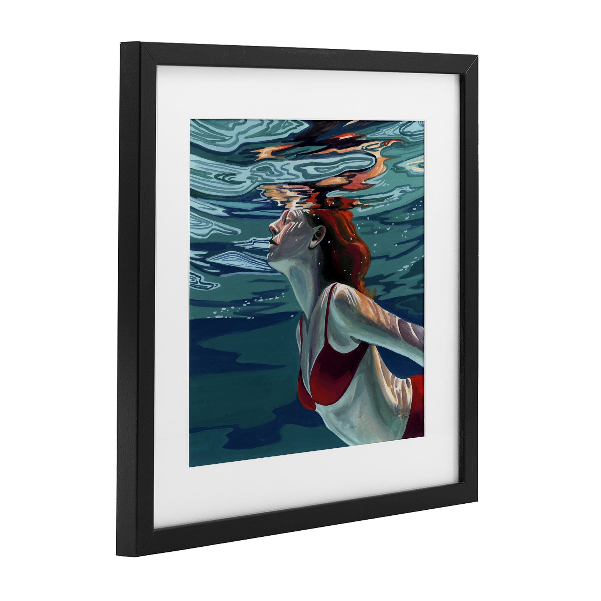 Stupell Industries Swimming To The Surface Black Framed Print Under Glass, design by Kate Jarvik Birch