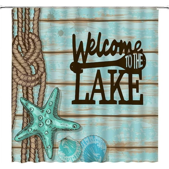 Rustic Lake Cabin Shower Curtain Relax Inspirational Quotes Motivation Words Vintage Wooden Board Barn Door Plank Farmhouse Country Lodge Camping Decor Fabric Bath Curtain with Hook
