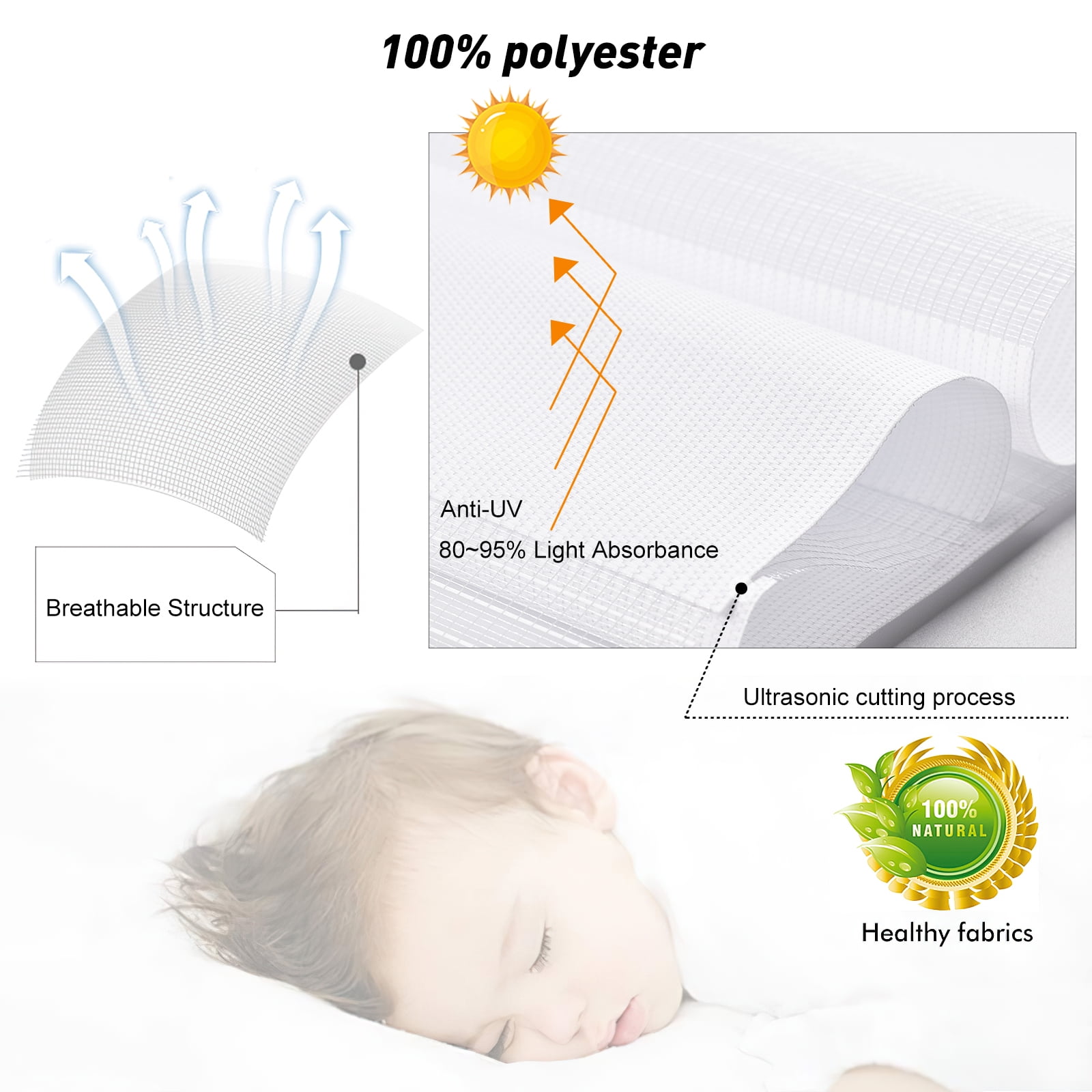 Keego No Drilling Zebra Window Shades Modern Design Roller Shade w/ Dual Layers Light Filtering White Valance Blinds for Home Office Bathroom White Fabric 52.5"w x 44.0"h