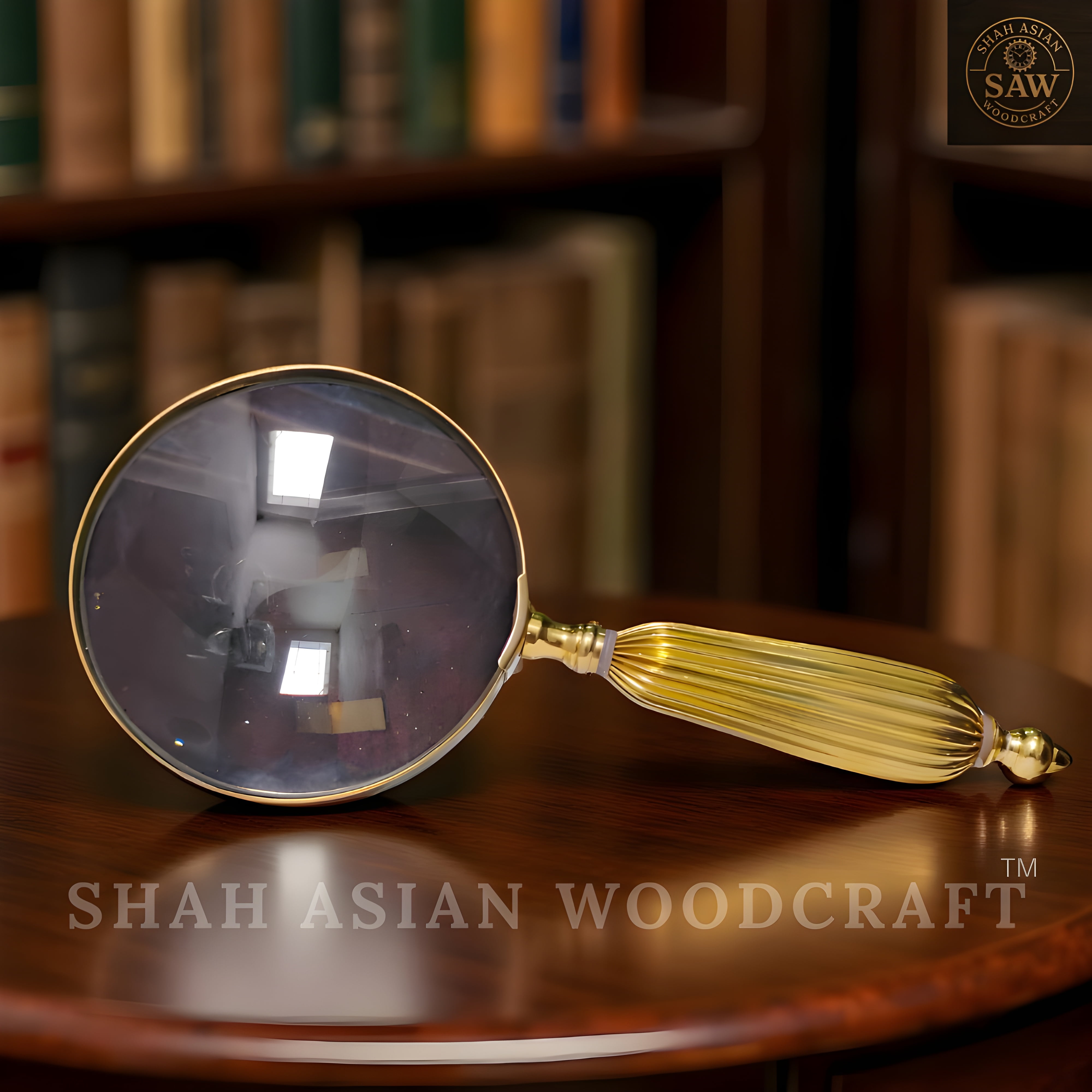 Antique Heavy Brass Magnifying Glass Solid Vintage Magnifier & Unique Gift Idea
