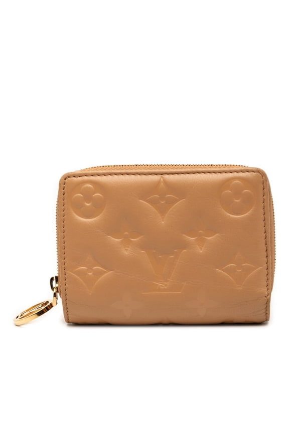 Pre-Owned Louis Vuitton Monogram Embossed Portefeuille Lou Bifold Wallet M81673 in Camel and...